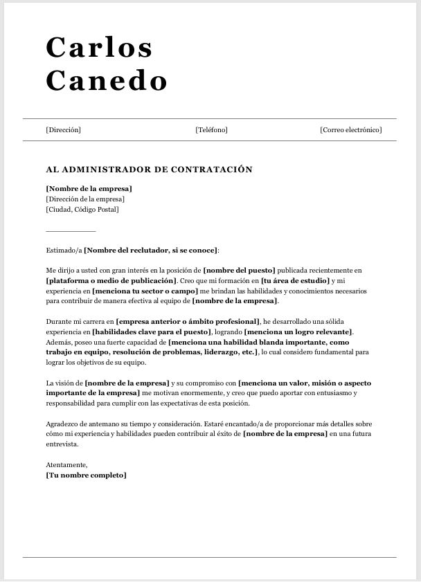 carta de motivación laboral