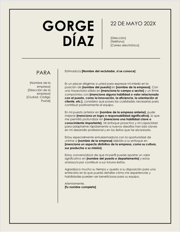 carta de motivación laboral