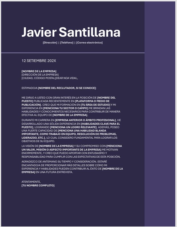 carta de motivación laboral