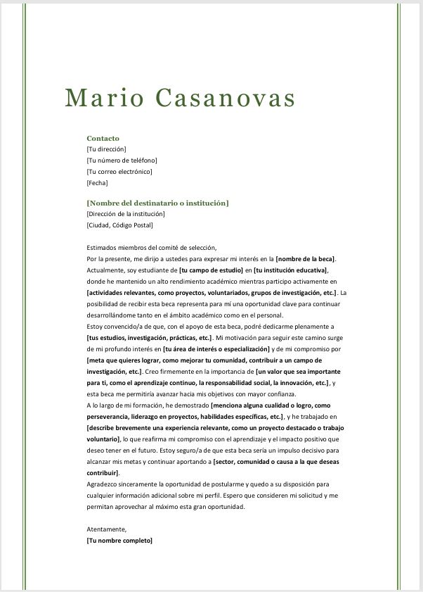carta de motivación master